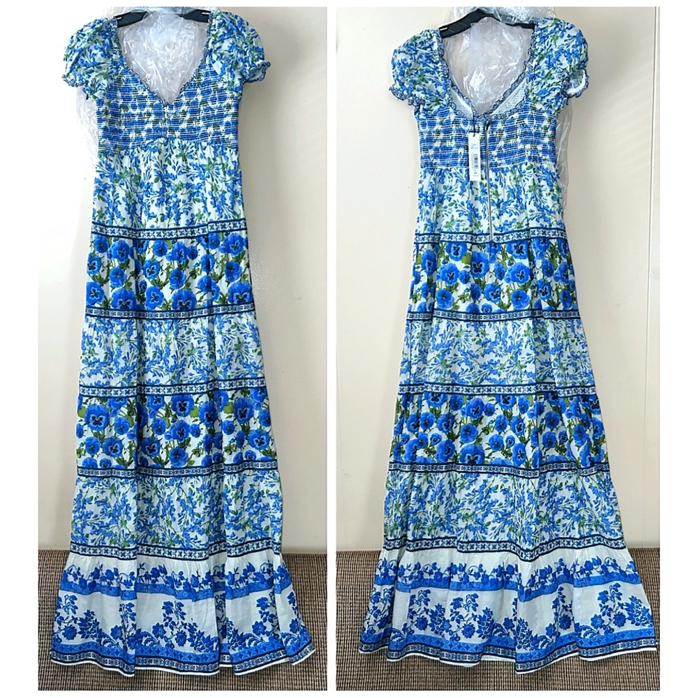 Alice + Olivia Rosalyn Floral Puff Sleeve Blue Maxi Dress - Picture 8 of 16